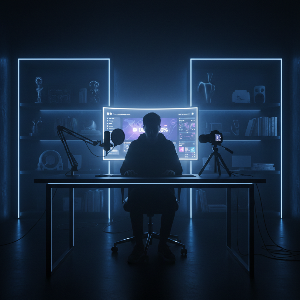 Creator working at their studio setup
